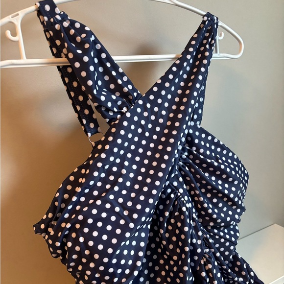 NWT - Seafancy High Neck Blue And White Dot One-Piece Swimsuit - Picture 6 of 8